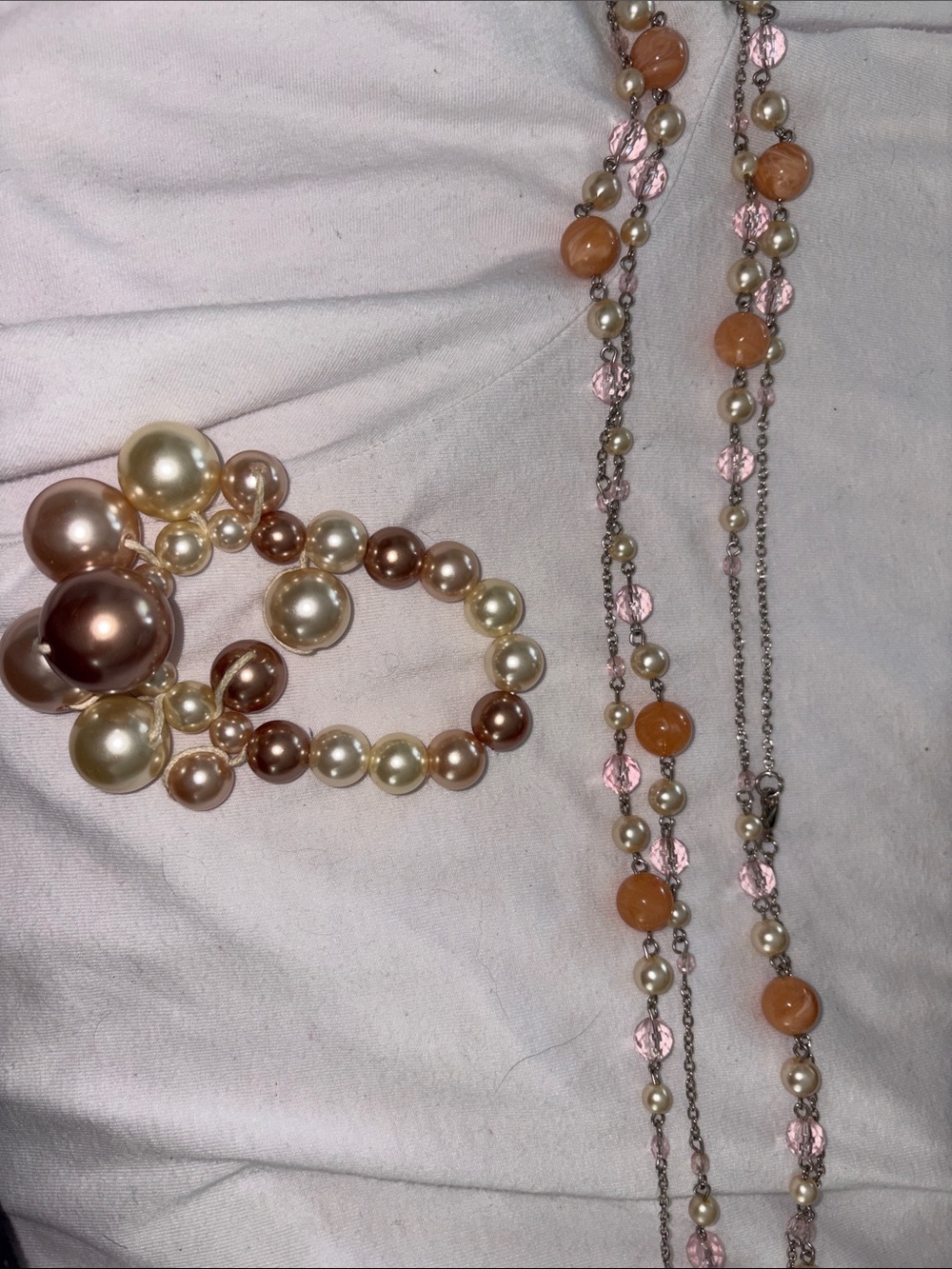 Nine West Pearl and Blush Multi-Strand Bracelet Set